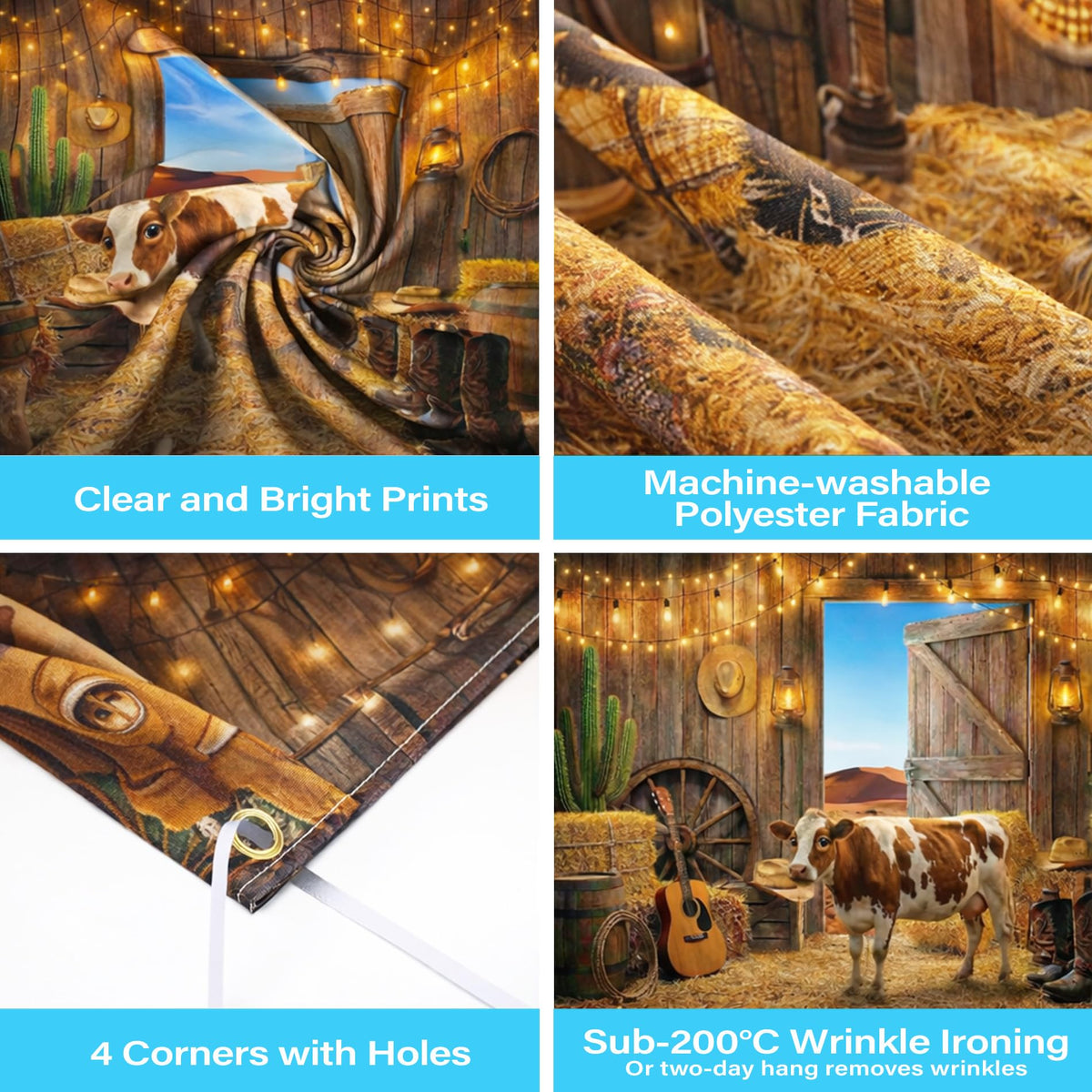 Western Barn Backdrop Cowboy Backdrop - 7x5ft Rustic Farmhouse Country Photography Background Wild West Wooden House Vintage Farm Backdrops for Birthday Party Wedding Baby Shower