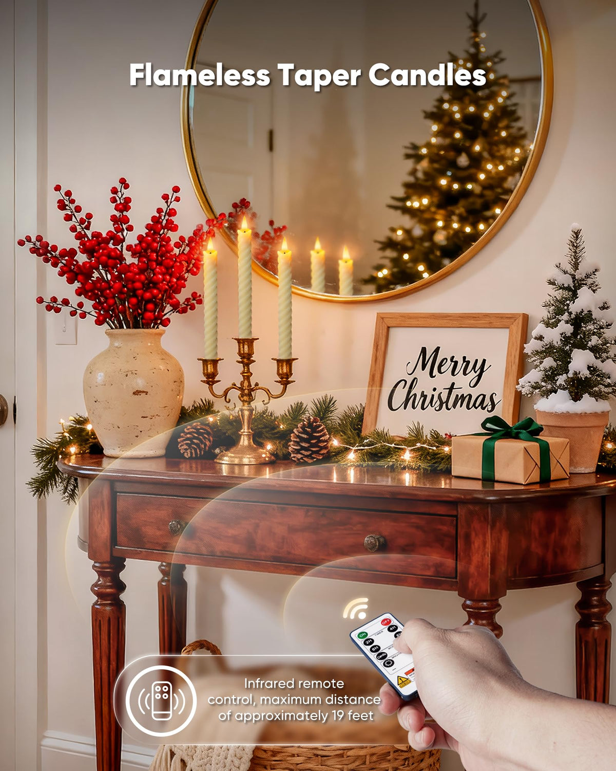 Meigic Flameless Candlesticks with Remote Control and Timer, Real Wax Battery Operated LED Taper Candles with Flickering Flame, 9.6 Inch Twisted Fake Candle Sticks for Home, Wedding, Christmas Decor