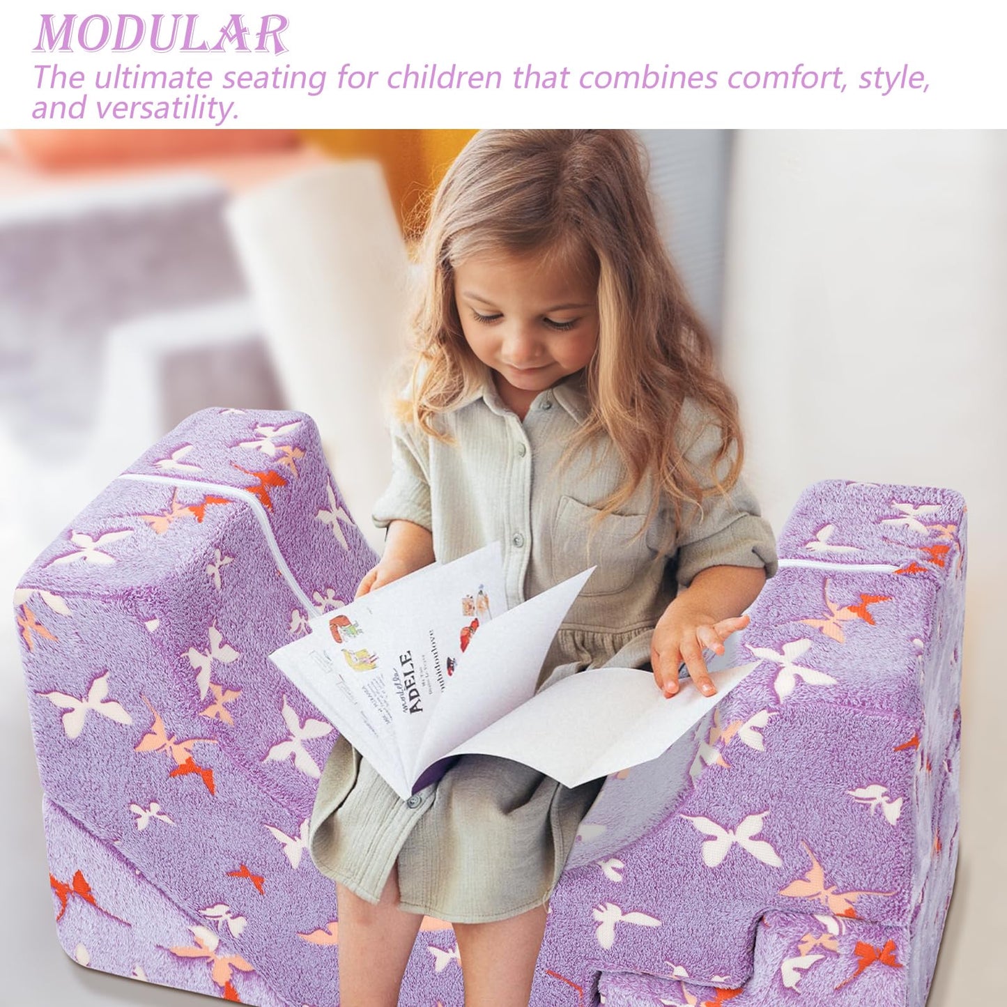 MeMoreCool Foam Climbing Toddler Couch, Modular Kids Sofa with Slide & Stair, Convertible Baby Couch for Playroom, Sectional Furniture for Crawling, Climbing, and Kids’ Play