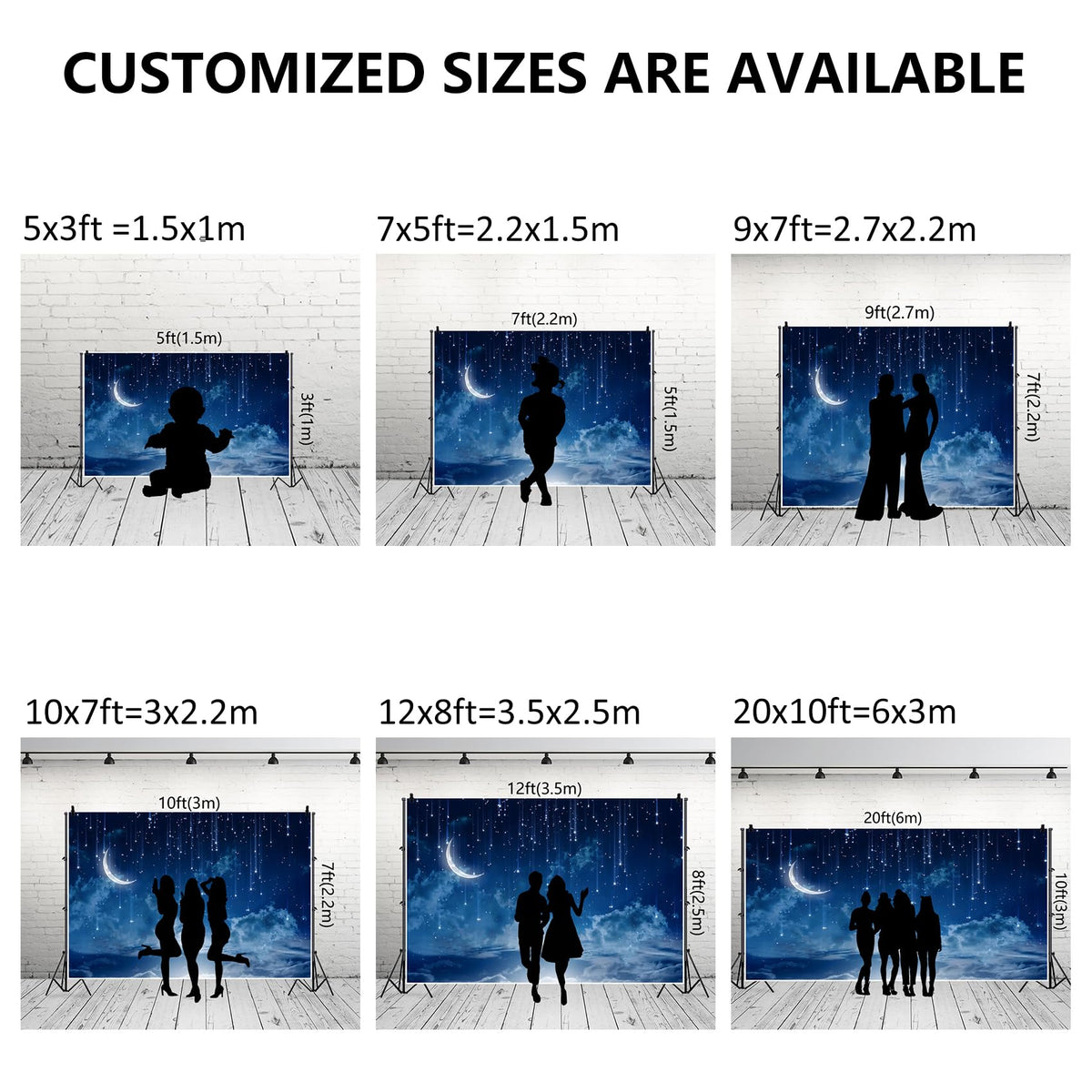 Renaiss 7x5ft Shooting Star Backdrop Blue Galaxy Starburst Curved Moon Background Cosmic Nebula Constellation Celestial Photo Backdrop Twinkle Star Meteor Baby Shower Kids Birthday Party Supplies