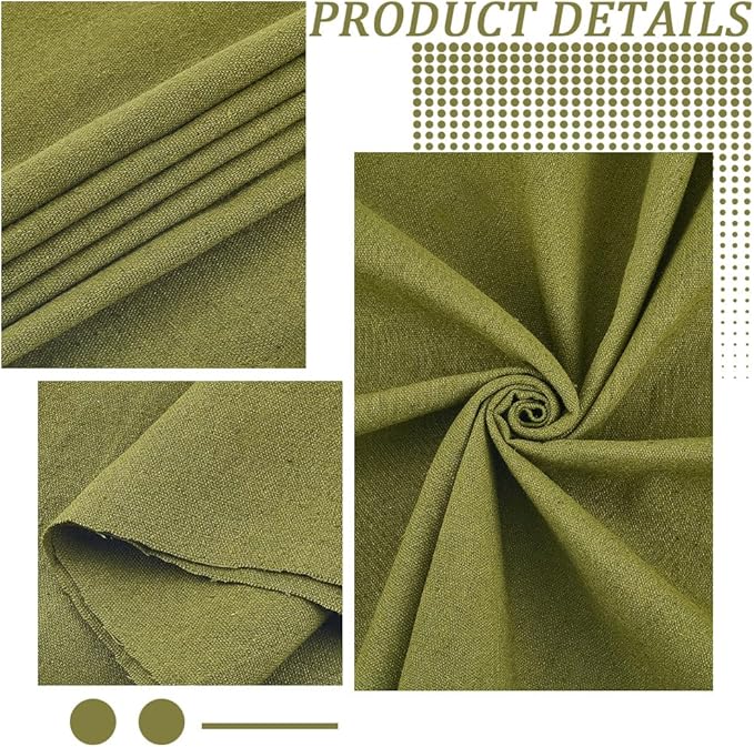 59.06 Inch Sage Green Linen Embroidery Fabric Needlework Cloth Soild Fabric