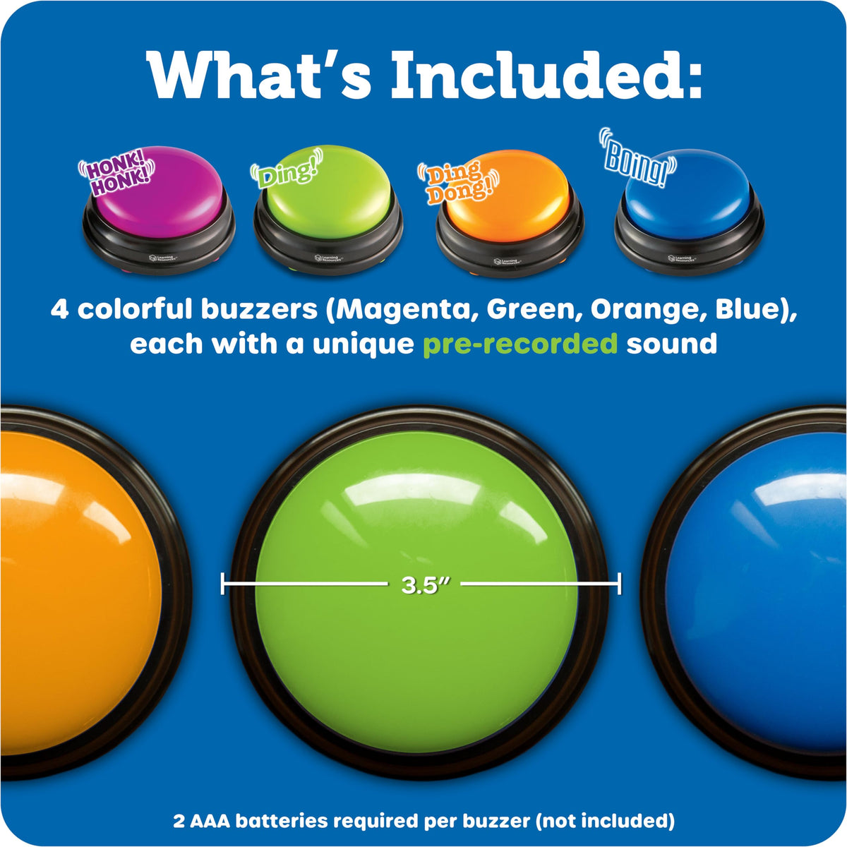 Learning Resources Answer Buzzers - Classroom Must Haves Supplies, Kids Toys, Sound Effect Button, Family Game Shows, Buzzers for Trivia, Participation Tools Boys and Girls Birthday Gifts