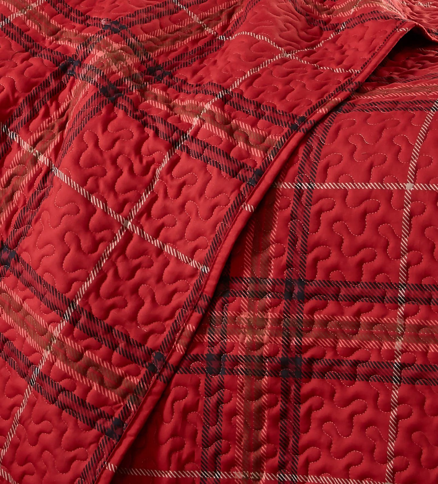 Southshore Fine Living, Inc. Twin Daybed Cover Set, 6-Piece Daybed Comforter Set for Trundle Bed with Quilt, 3 Pillow Shams, Bed Skirt, Throw Pillow, Red Plaid Christmas Bedding