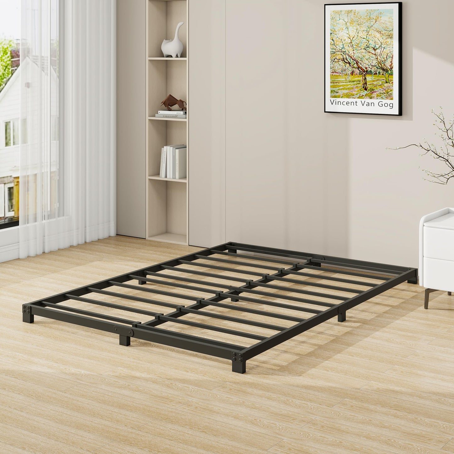 VERFARM 3 Inch Bed Frame Full Size Low Profile, Full Heavy Duty Platform Bed Frame No Box Spring Needed, Easy Assembly, Noise Free, Black