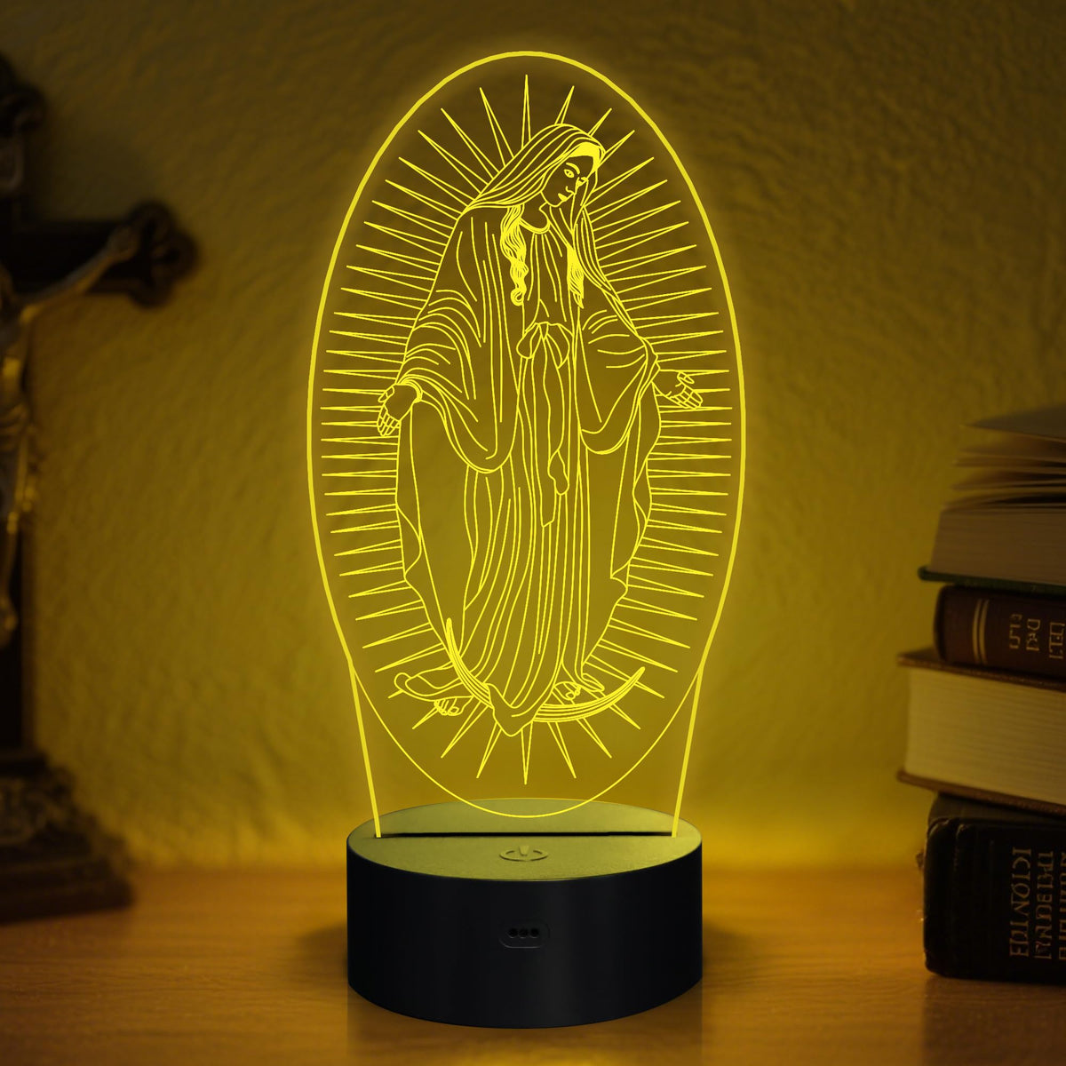 Attivolife Virgin Mary Gifts, 3D Our Lady Night Light Illusion Hologram Lamp 16 Color Changing with Remote Control, LED Best Birthday Christian Mothers Day Gifts for Religious Women Mom