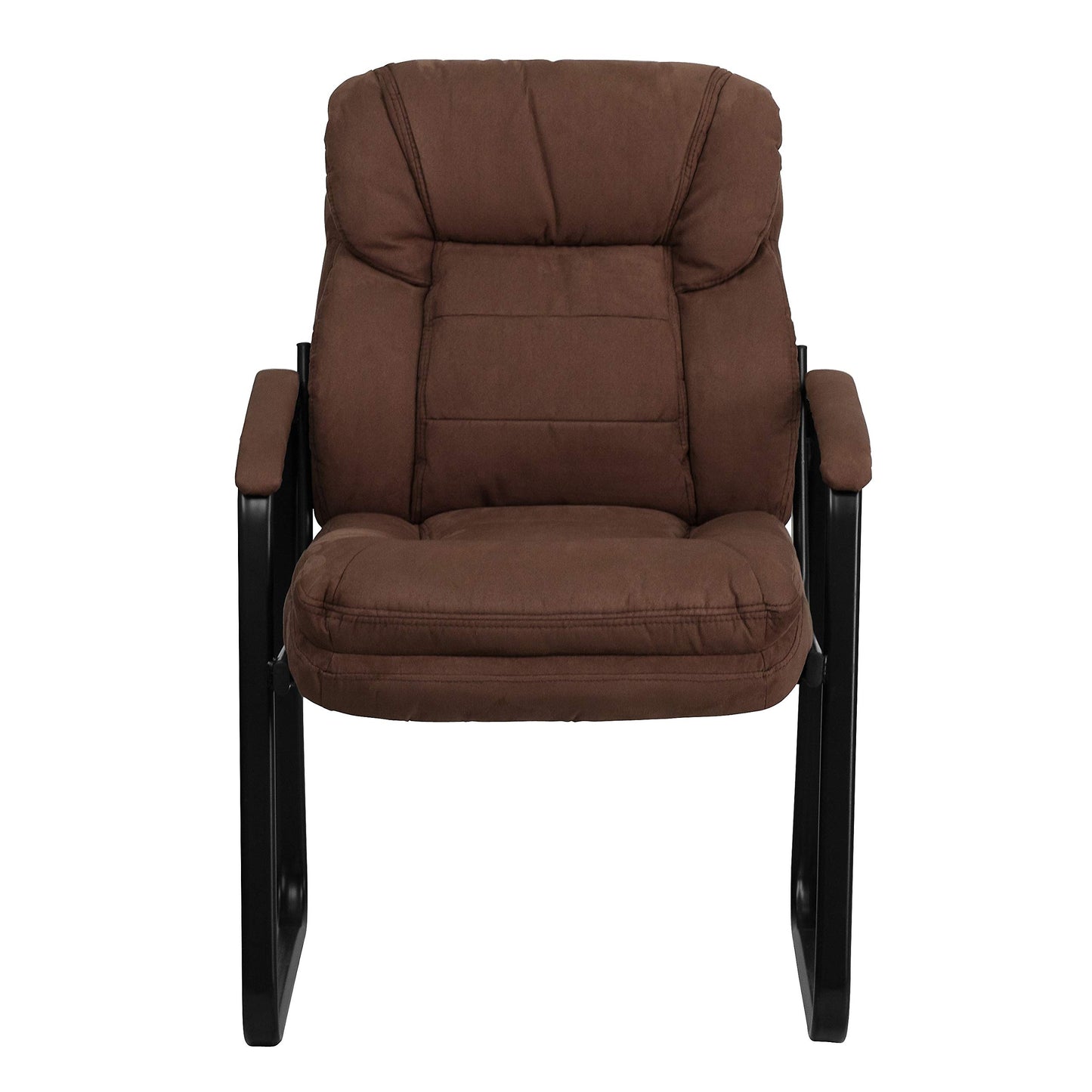 Flash Furniture Isla Brown Microfiber Executive Side Reception Chair with Lumbar Support and Sled Base