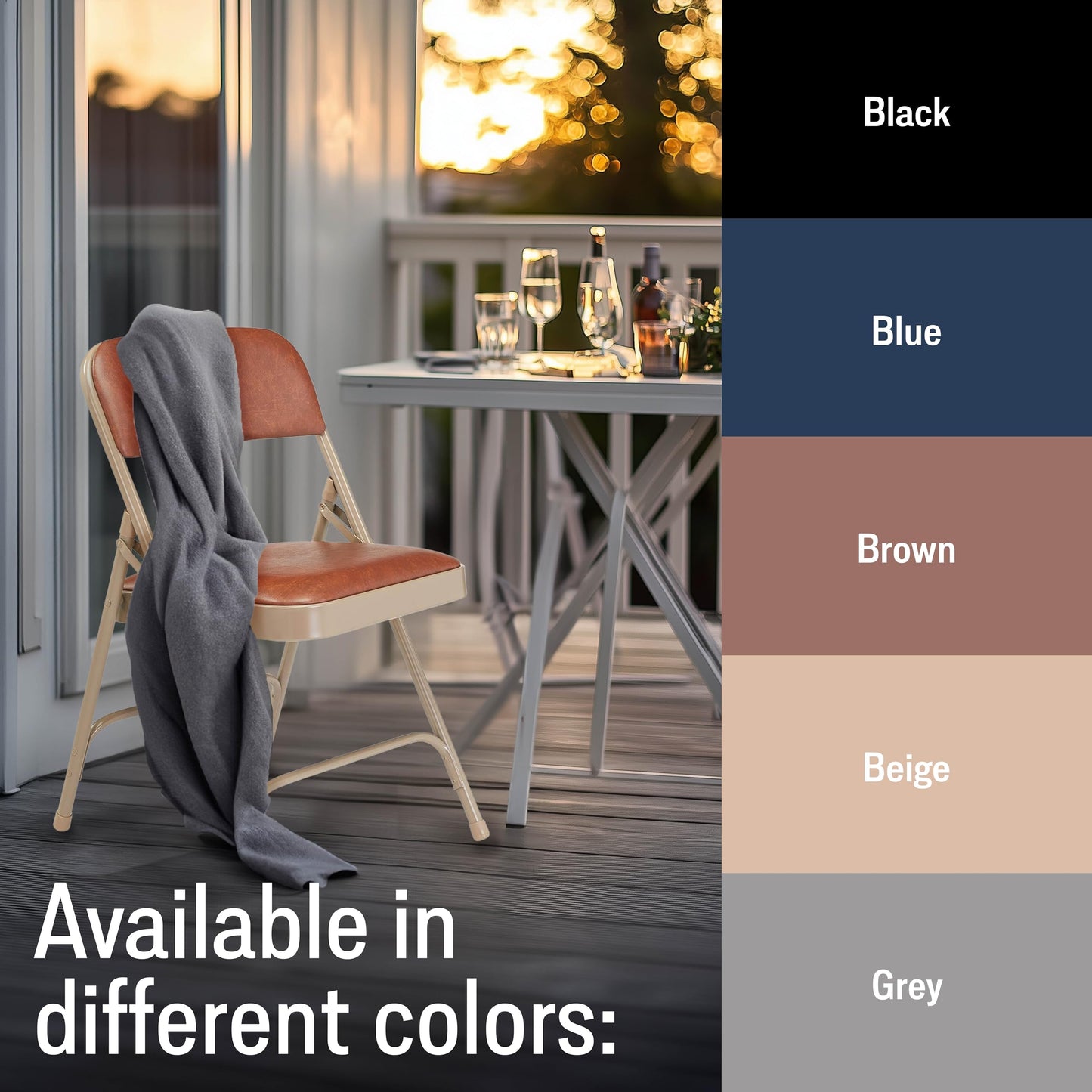 Premium Padded Portable Folding Chairs by National Public Seating – 1200 Series Upholstered, Heavy-Duty Foldable Chairs for Indoor & Outdoor Use – Set of 4, Comfortable & Durable, Honey Brown