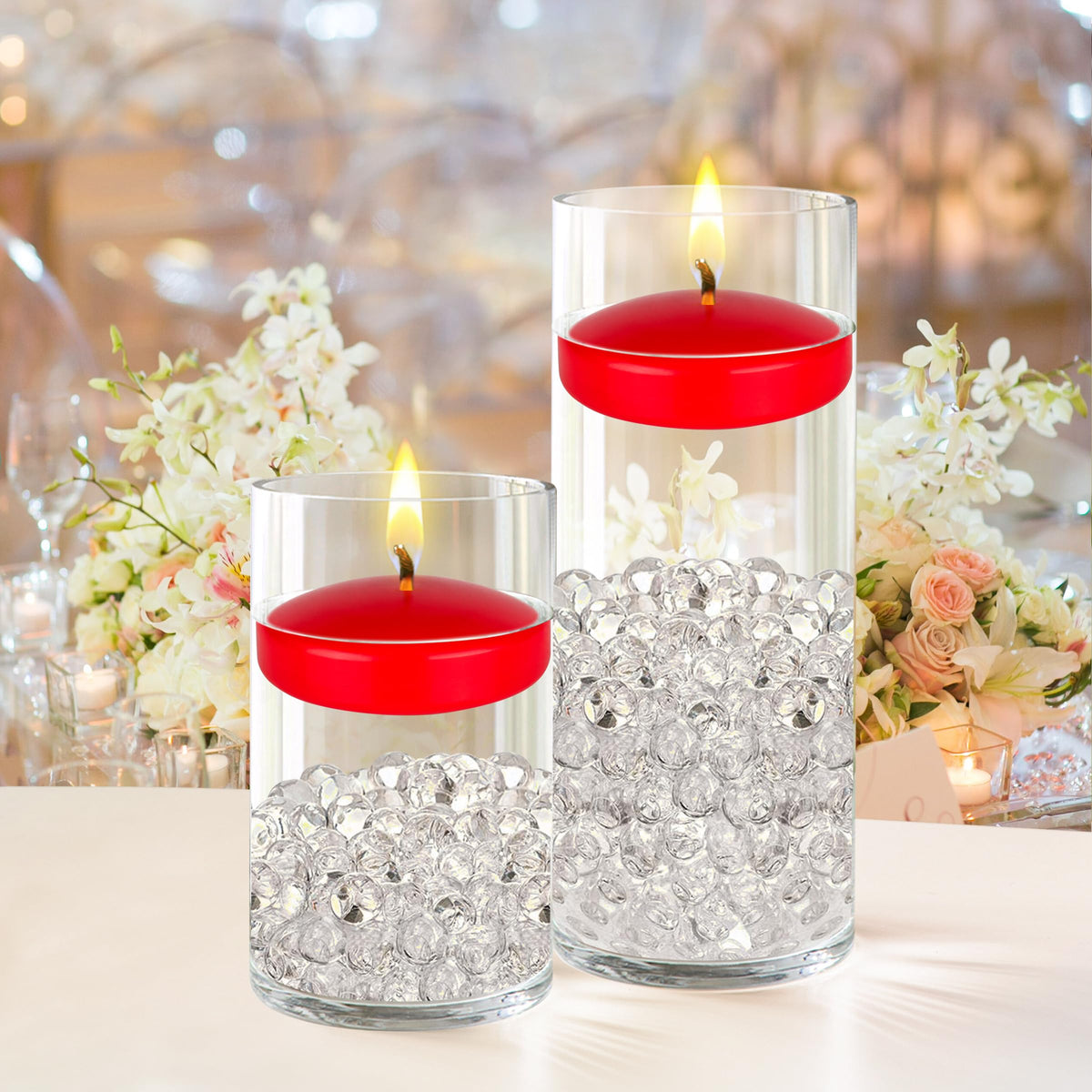 Mega Candles 48 pcs Unscented Red Floating Candles, Hand Poured Wax Candle 3 Inch Diameter, Home Décor, Wedding Receptions, Occasions, Festivities, Events, Meditations, Tranquility, Spa