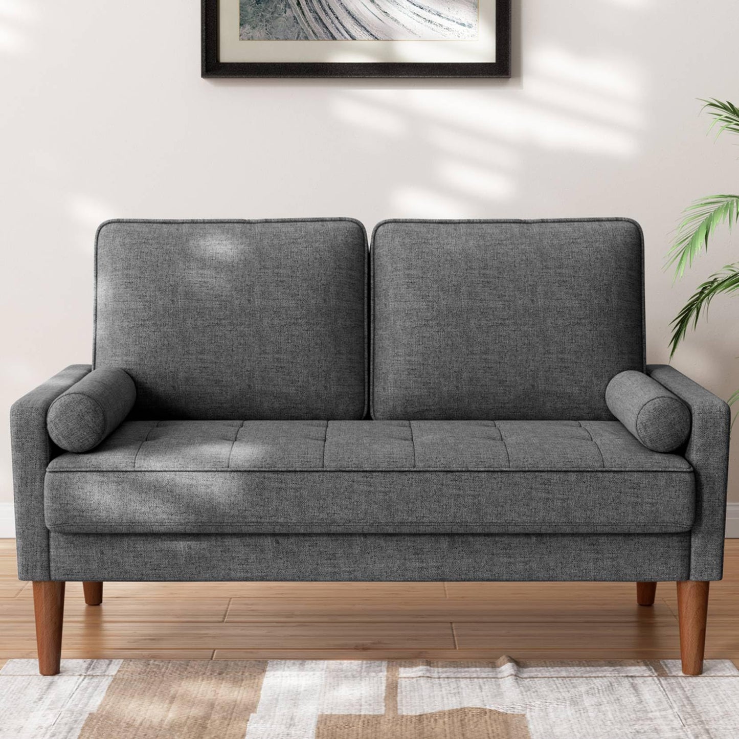 Vesgantti Loveseat Sofa 48" Small Couches for Small Spaces, Love Seat for Living Room, Bedroom, Easy Assembly Mid Century Modern Couch, Charcoal Gray