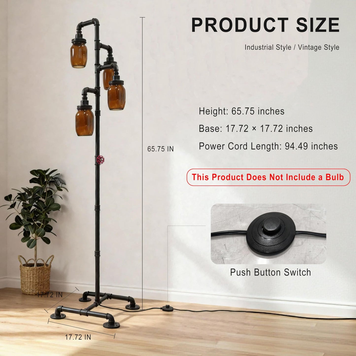 BYGIXU Steampunk Floor Lamp - Industrial Water Pipe Floor Lamp, Suitable for Living Room and Dining Room(Bulbs Not Included)