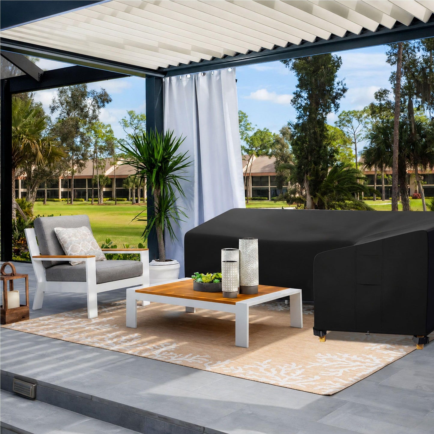 iBirdie Outdoor Sectional Cover fit 95 x 95 inch, 94 x 94, 93 x 93, 92 x 91 L-Shaped Patio Sofa Waterproof Weatherproof 600D Heavy Duty Garden Furniture Cover for Outside L Shape Couch