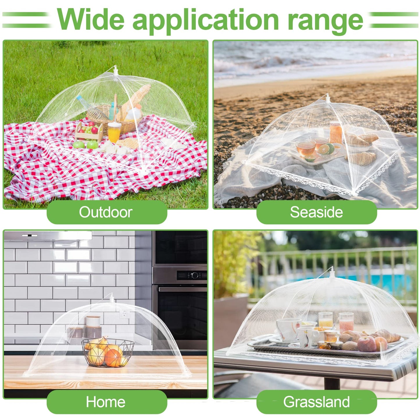 4 Pack Mesh Food Covers 17 inch, Large and Tall Food Covers, Pop-Up Mesh Food Covers Tent Umbrella for BBQs, Outdoors, Screen Tents, Parties Picnics, Fruit Cover