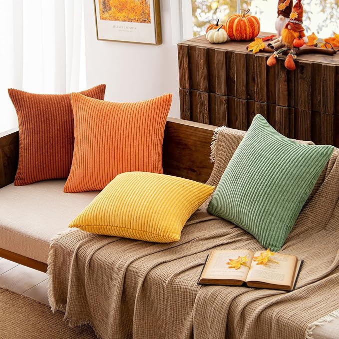 MIULEE Decorative Throw Pillow Covers 18x18 Inch Set of 4, Vibrant Cushion