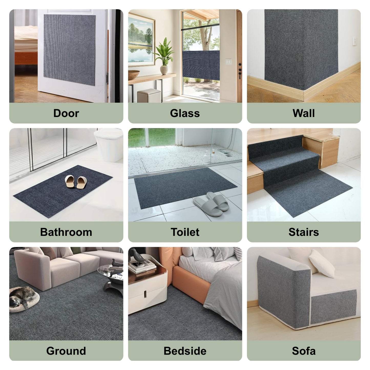 Cat Scratch Couch Furniture Protector, Self-Adhesive Cat Scratch Pad Deterrent for Furniture, DIY Climbing Cat Scratcher Couch Protector from Cat Claws Scratching for Indoor, with 10 Pins (LightGrey)