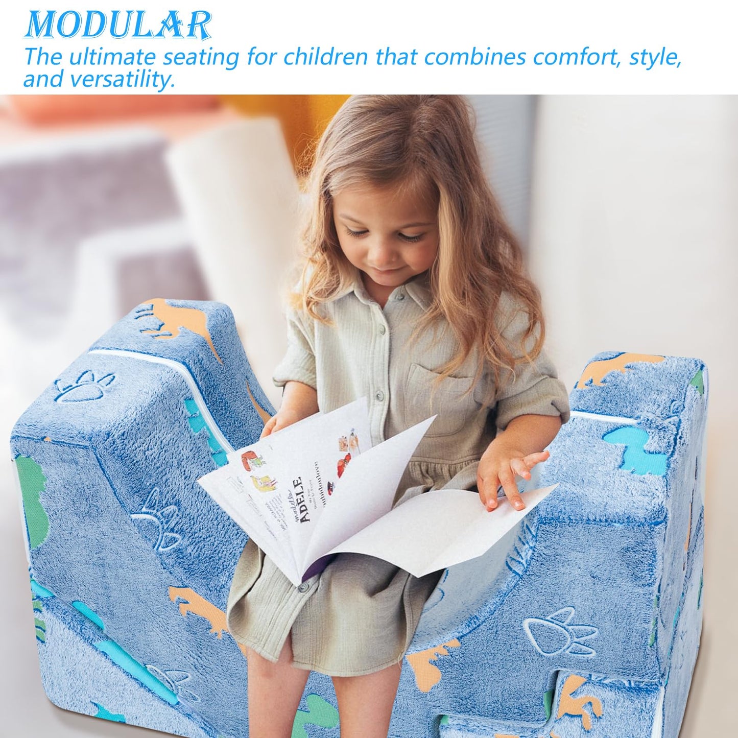 MeMoreCool Foam Climbing Toddler Couch, Modular Kids Sofa with Slide & Stair, Convertible Baby Couch for Playroom, Sectional Furniture for Crawling, Climbing, and Kids’ Play