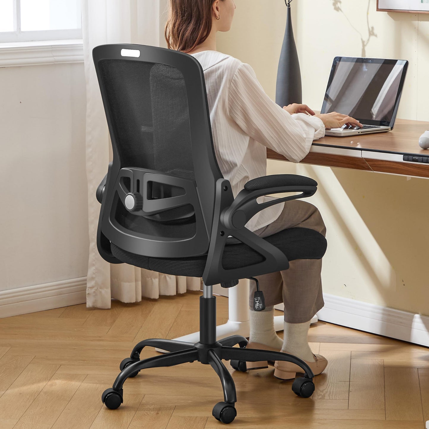 Nexthro Ergonomic Office Chair, Desk Chair with Adjustable Lumbar Support, Breathable Mesh Comfy Computer Chairs with Flip-up Armrests Executive Task Chair for Adults Home Office (4Pcs)