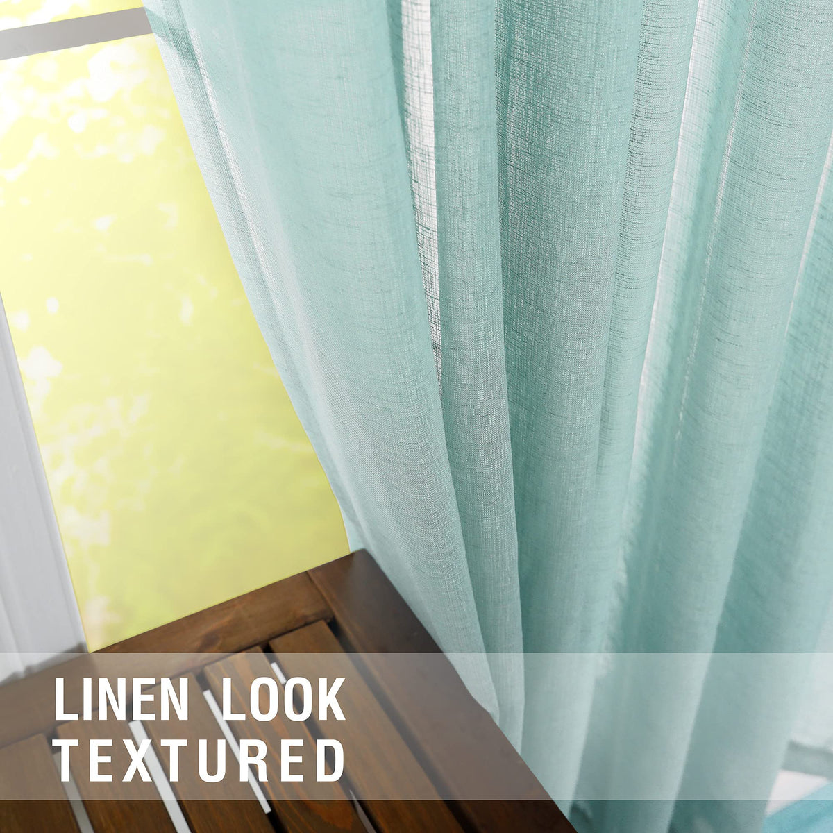 KOUFALL Aqua Curtains 63 Inch Length 2 Panels for Bedroom Matching Wall Bedding Semi Sheer Opaque Window Curtains for Bedroom,Seafaom/Retro Mint Green