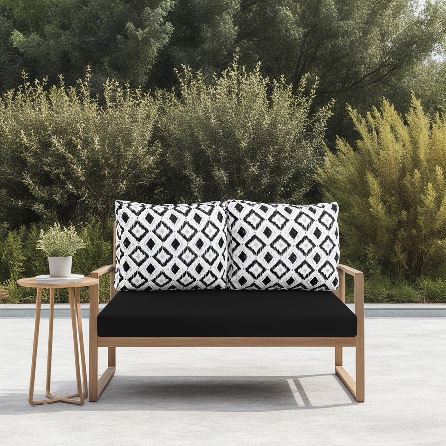 idee-home Outdoor Loveseat Cushions for Patio Furniture, Waterproof Couch Hampton Bay Deep Seat Cushion Replacement Set 46" x 26", Patio Love Seat Sofa Cushions for Garden Chair, Navy Blue Pattern
