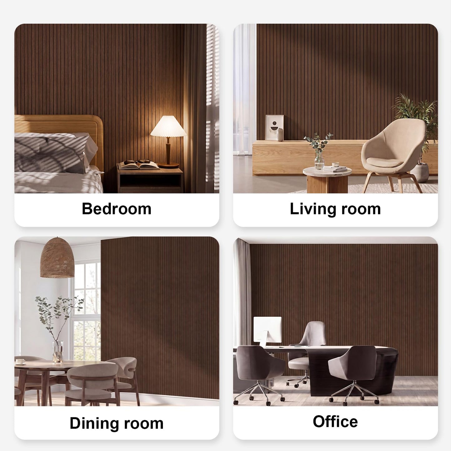 Geelin Peel and Stick PVC Wood Slat Wall Panel for Interior Decor 118" x 15.75" Self Adhesive Faux Wood Grain Wall Wallpaper 3D Soundproof Panels for Living Room Bedroom Office Ceiling(Walnut)