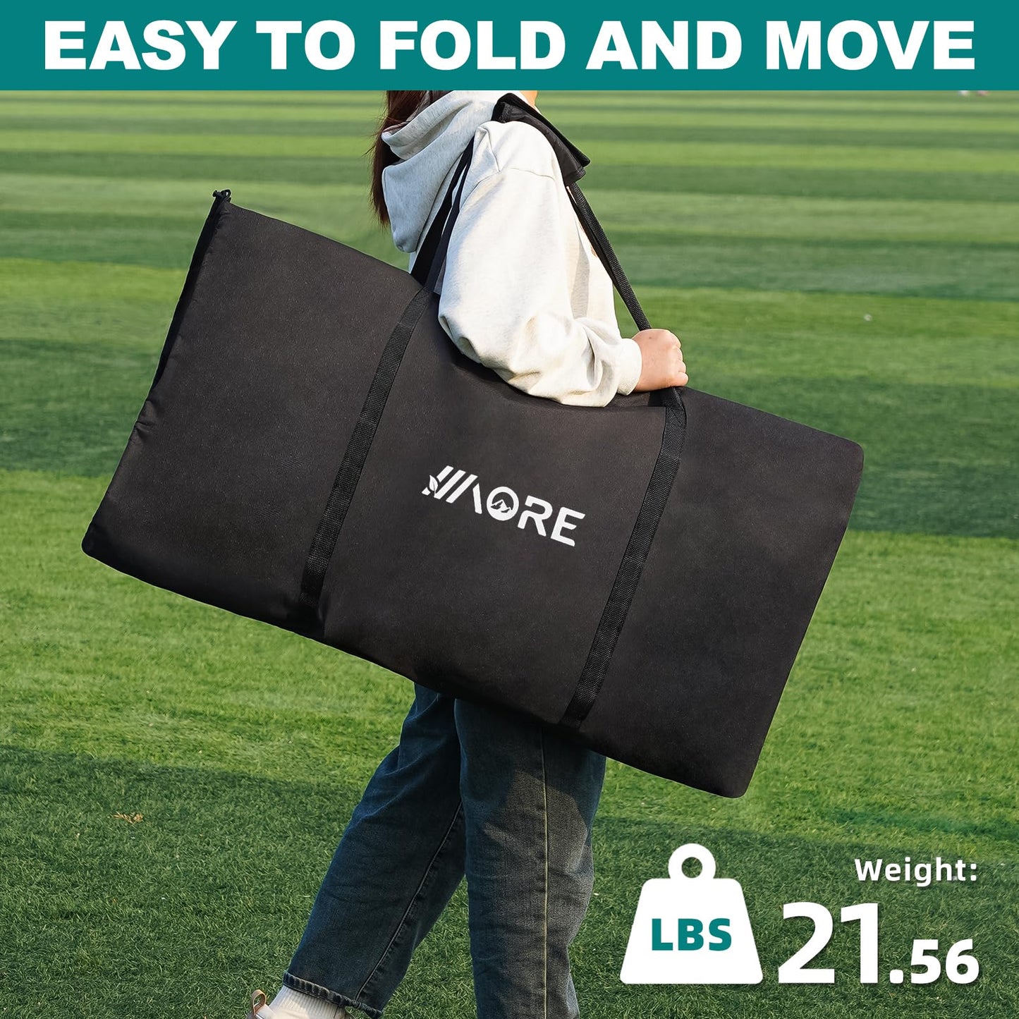 1MORE Soccer Bench - Portable Folding Team Bench, 6 Seats Foldable Sideline Benches, Soccer Chair with Bag & Backrest, Adult Team Chair for Football Camp Sport Events Outdoor Seating.Black