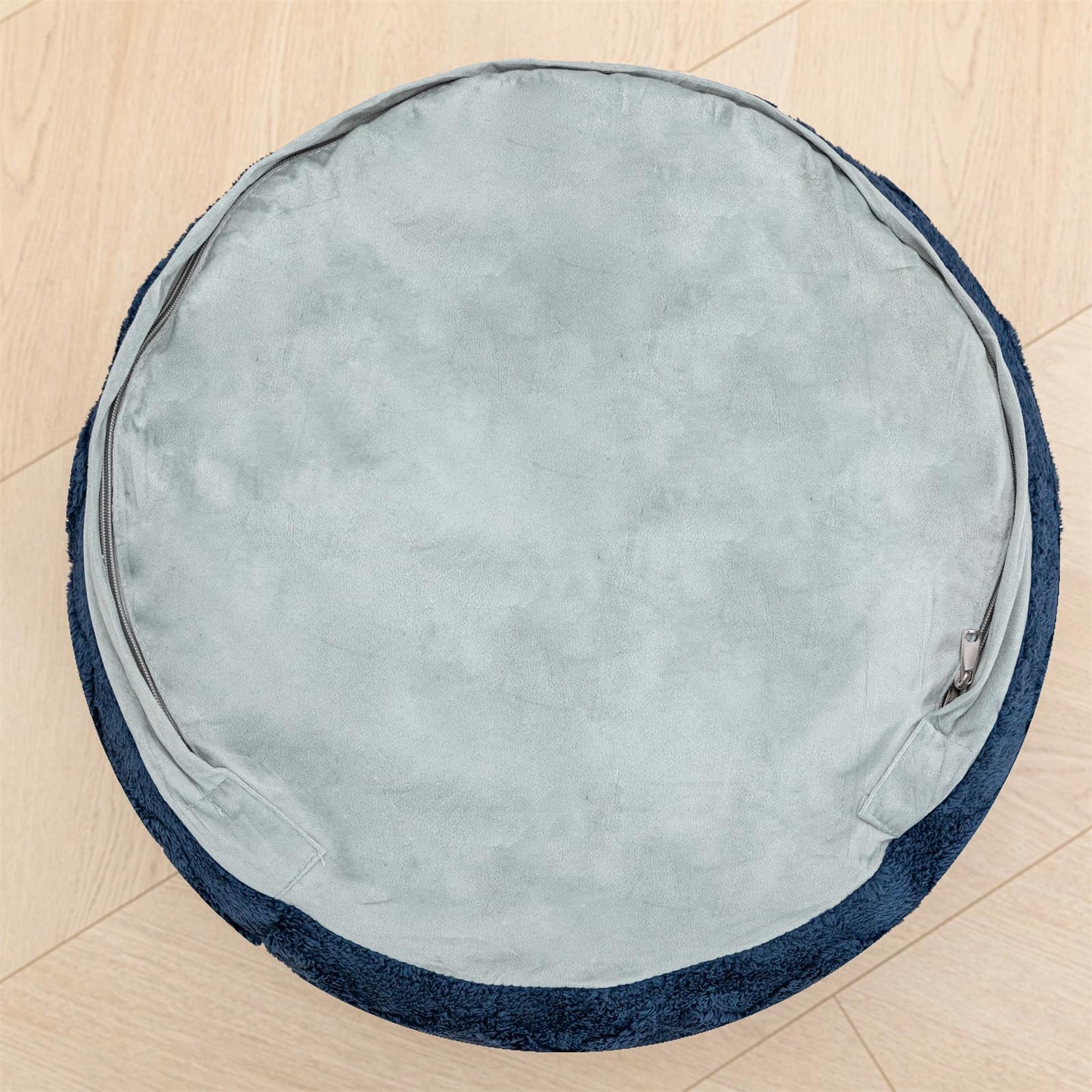 Poofieotto Unstuffed Pouf Ottoman Cover Handmade Footstool Ottoman Storage Solution Floor Pouf Footrest Cushion 20Diameter x12Height Inches for Living Room Wedding Bedroom Navy Blue No Filler