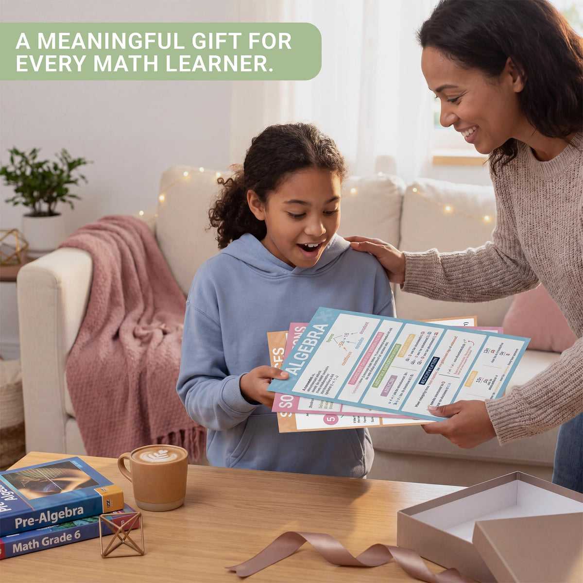 BrightenKidz 8 Pack Math Posters for Middle School, 11x17 Back to School Laminated Educational Chart, Teacher Must Haves for Classroom Homeschool Decor, Algebra Linear Equations Order of Operations