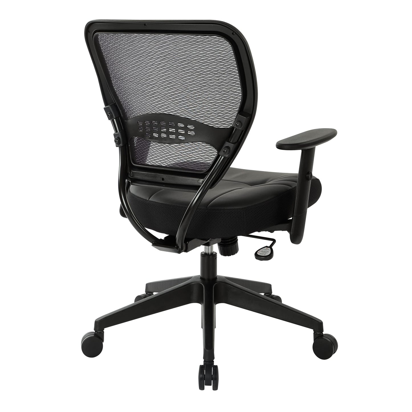 Space Seating 57 Series Professional Dark Air Grid Back Manager's Adjustable Office Chair with Built-in Lumbar Support and Padded Seat, Black Bonded Leather