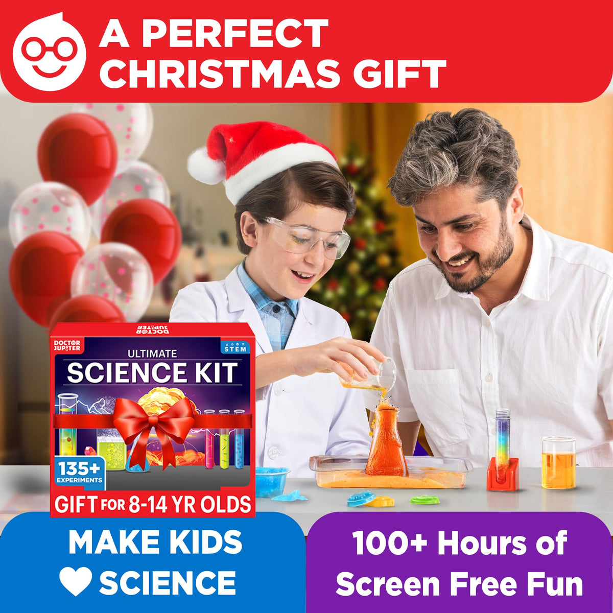 Doctor Jupiter Ultimate Science Kit, Chemistry Set for Kids Ages 8-9-10-11-12-13-14 | Birthday Gift Ideas for Boys & Girls 8+ Years Old | STEM Toy with 135+ Experiments | Learning & Educational Kits