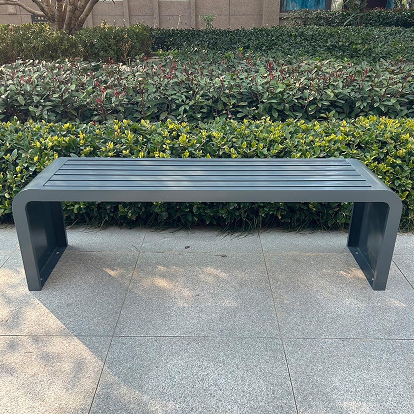 Outdoor Garden Bench Cast Iron Metal Bench with Weight Capacity Poly Lumber Weatherproof Seating for Porch Balcony,Outdoor Garden Bench - 2-Person Backless Patio Seat for Lawn, Pool, Beach