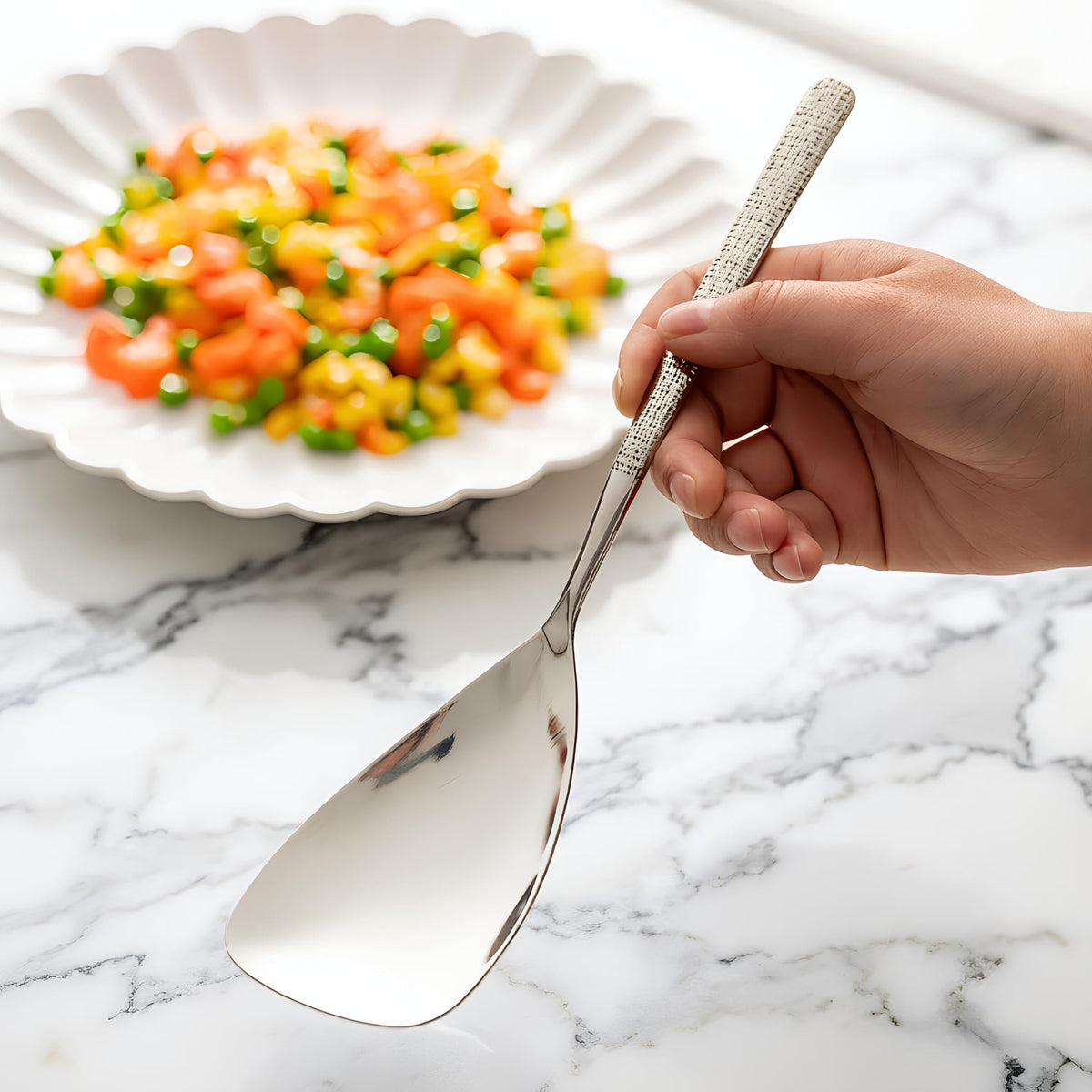 Wenkoni 10.4"" Serving Spoons SUS 304 Stainless Steel Buffet Shovel-shaped spoons,Dishwasher Safe,Pack of 2