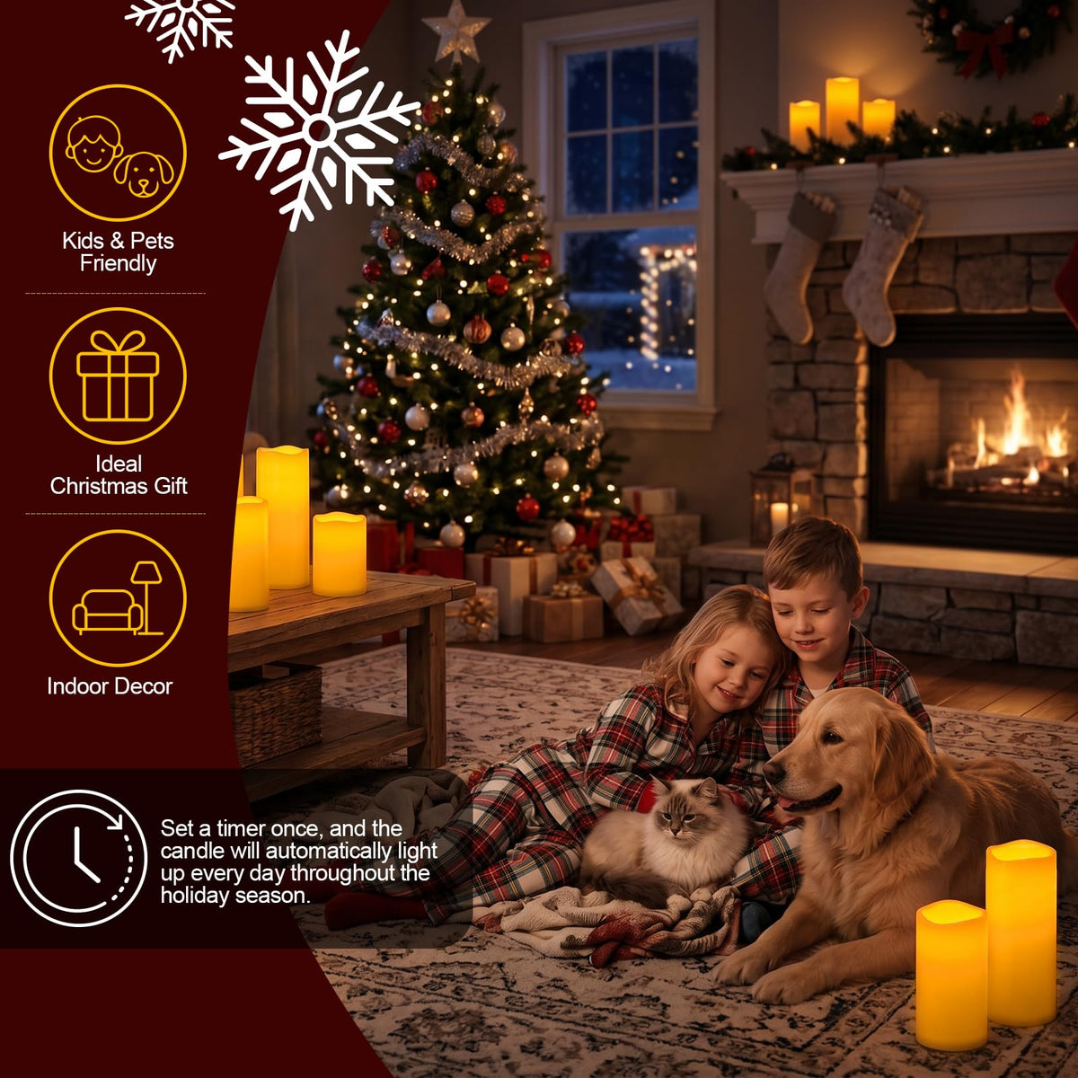 5plots 4"×10" Large Outdoor Waterproof Flameless Candles Ivory White with Timer & Remote, Battery Operated LED Flickering Pillar Candles for Patio Porch Halloween Christmas Lantern, Set of 2