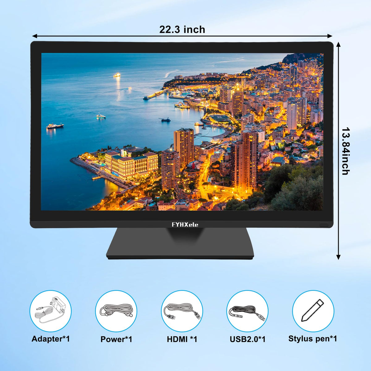 FYHXele 24 Inch Touchscreen Monitor, IPS FHD 1080P Touch PC Display, 100Hz, LED Backlit Multi-Touch Monitor, VESA, HDMI & VGA & USB Computer Touch Screen for Gaming, Business, Warehouse, Bar, Gym