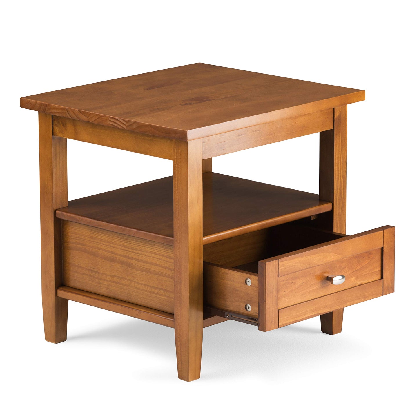 SIMPLIHOME Warm Shaker Solid Wood 48 inch Home Office Desk and 20 inch Rectangle End Side Table in Light Golden Brown