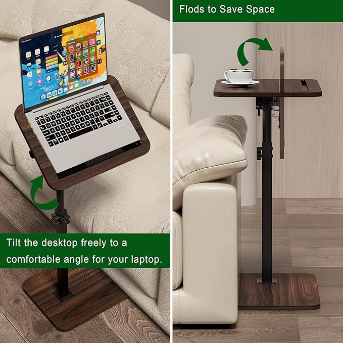 360° Swivel Sofa Side Table for Couch