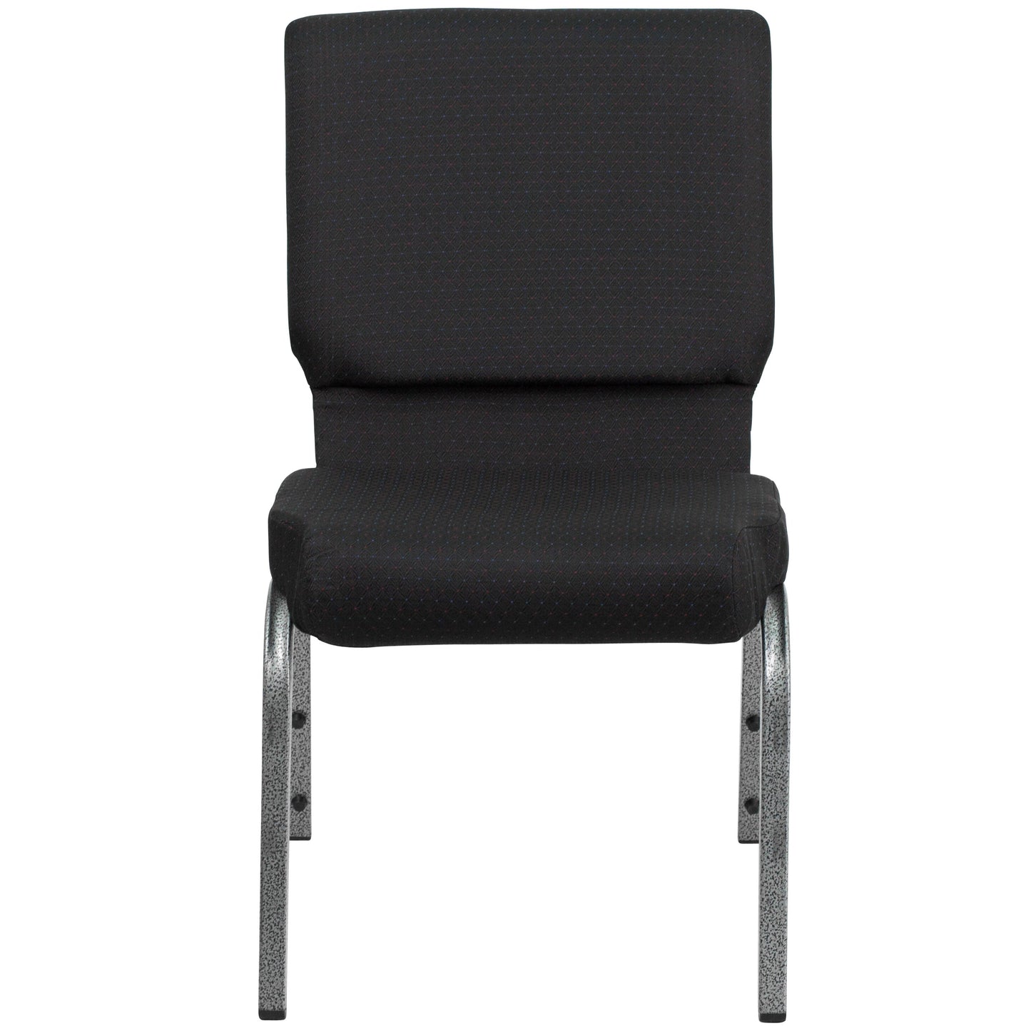 Flash Furniture 4 Pack HERCULES Series 18.5''W Stacking Church Chair in Black Patterned Fabric - Silver Vein Frame