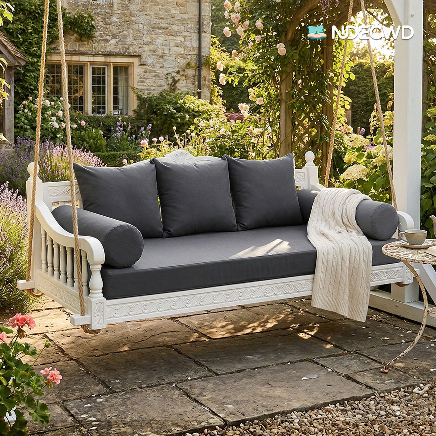 Twin Size Daybed Cushion Cover, Water-Repellent Porch Swing Mattress Slipcover (Fits 6" Depth), Heavy-Duty UV Resistant Patio Bed Protector with U-Shaped Zipper, Cover Only (Dark Gray, 75*39*6in)