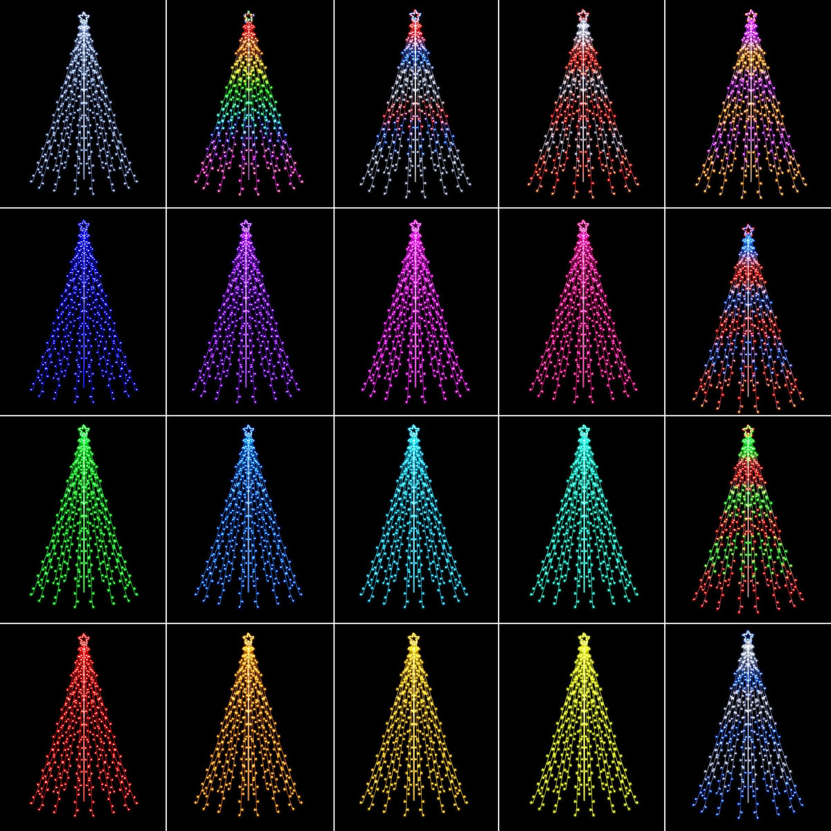Flacchi Outdoor Star String Lights - Pole Set with Remote, Multiple Lighting Modes, Timer, and Waterproof Feature for Ultimate Holiday Decor (RGB, 10 FT/408LED)