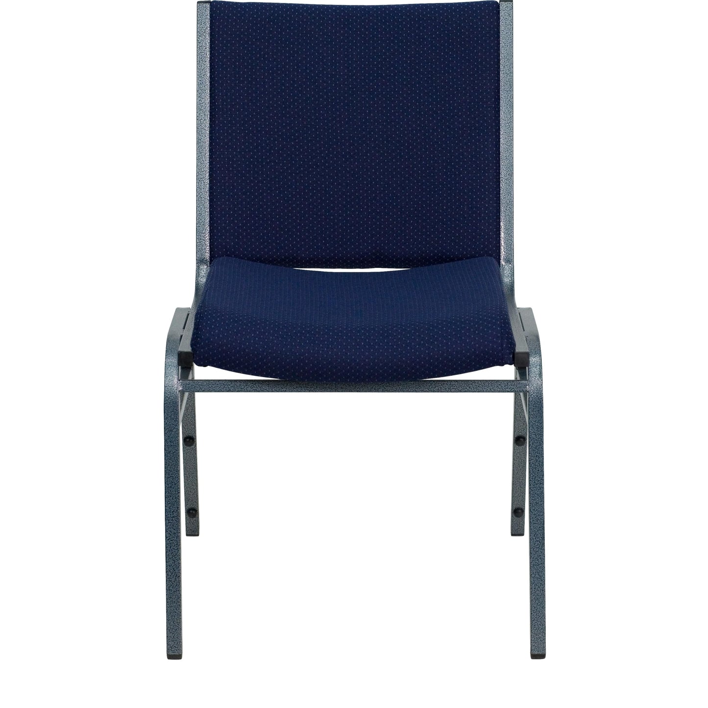 Flash Furniture HERCULES Series Heavy Duty Navy Blue Dot Fabric Stack Chair with Ganging Bracket