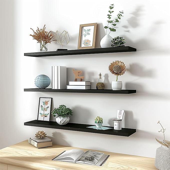YYWUOJJ Wood Floating Shelves for Wall Decor, Rustic Wall Shelves for Bedroom