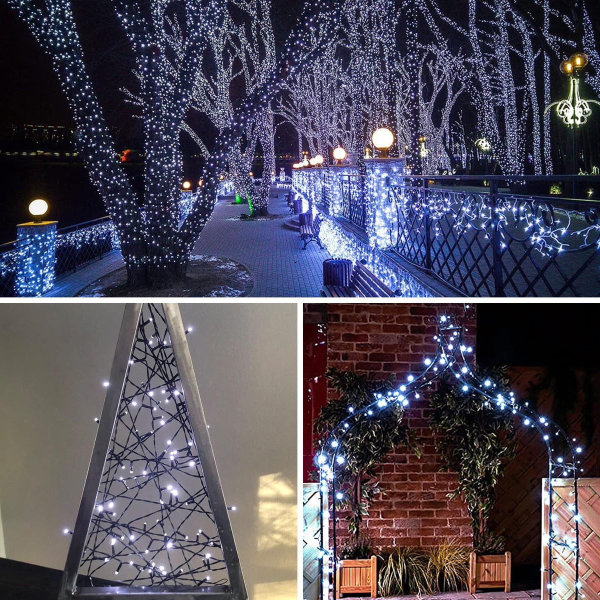 QITONG 500LED White String Lights, 165ft Christmas Lights Outdoor Waterproof with Plug in, Green Wire Twinkle Tree Lights Indoor with 8 Modes