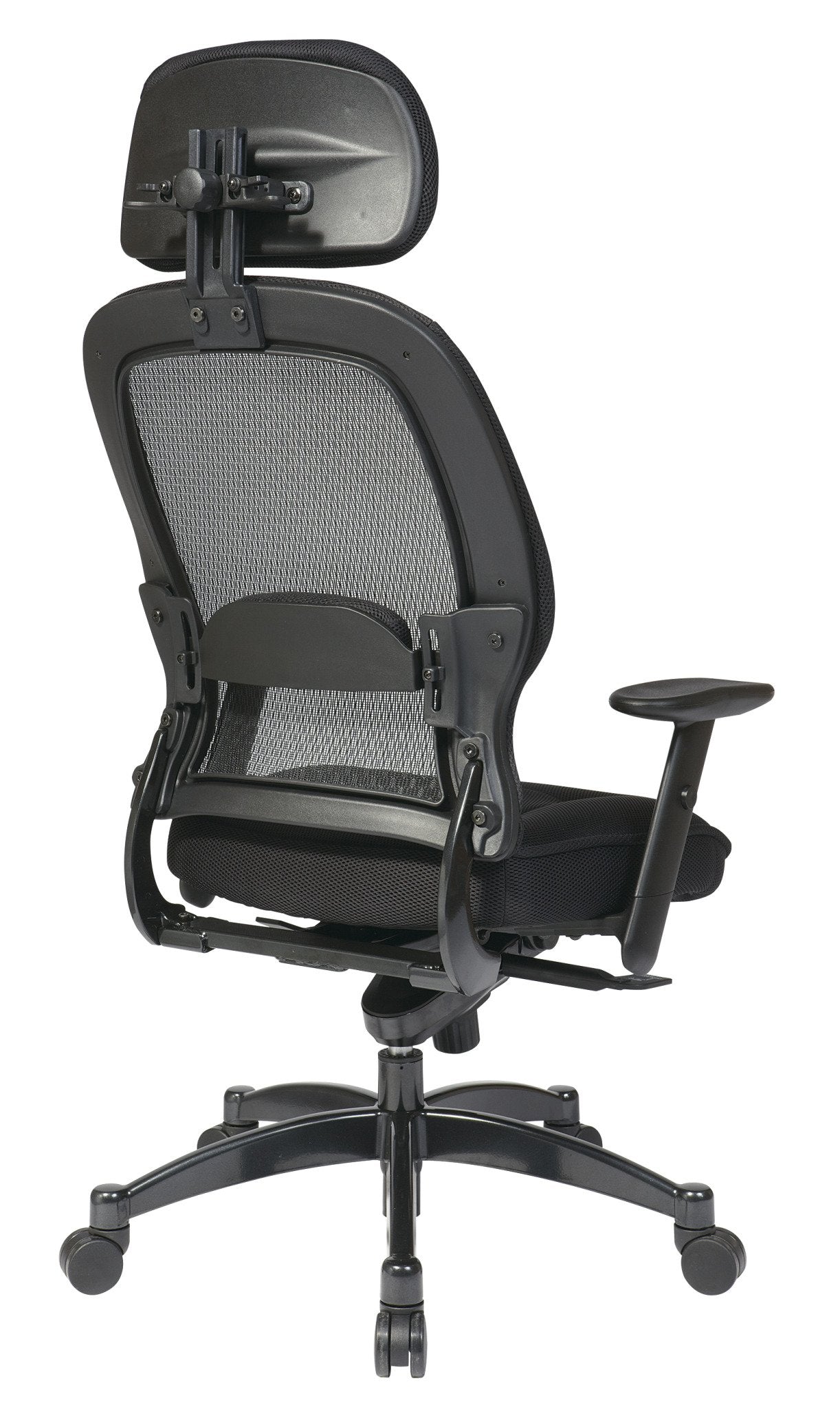 Space Seating 25 Series Professional Deluxe Breathable Mesh Back Manager's Office Chair with Headrest and 2-to-1 Synchro Tilt Control and Adjustable Arms, Black