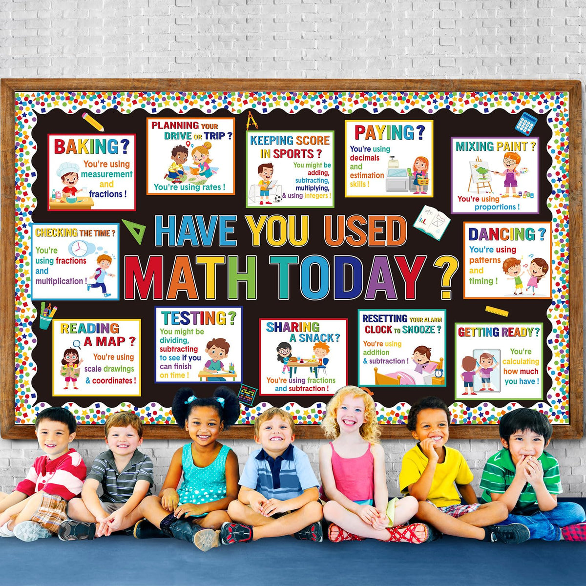 Pajean 85 Pcs Math Bulletin Board Set Math Posters Classroom Decorations for Elementary Middle High School Mathematics Education Posters Teacher Supplies(Retro)