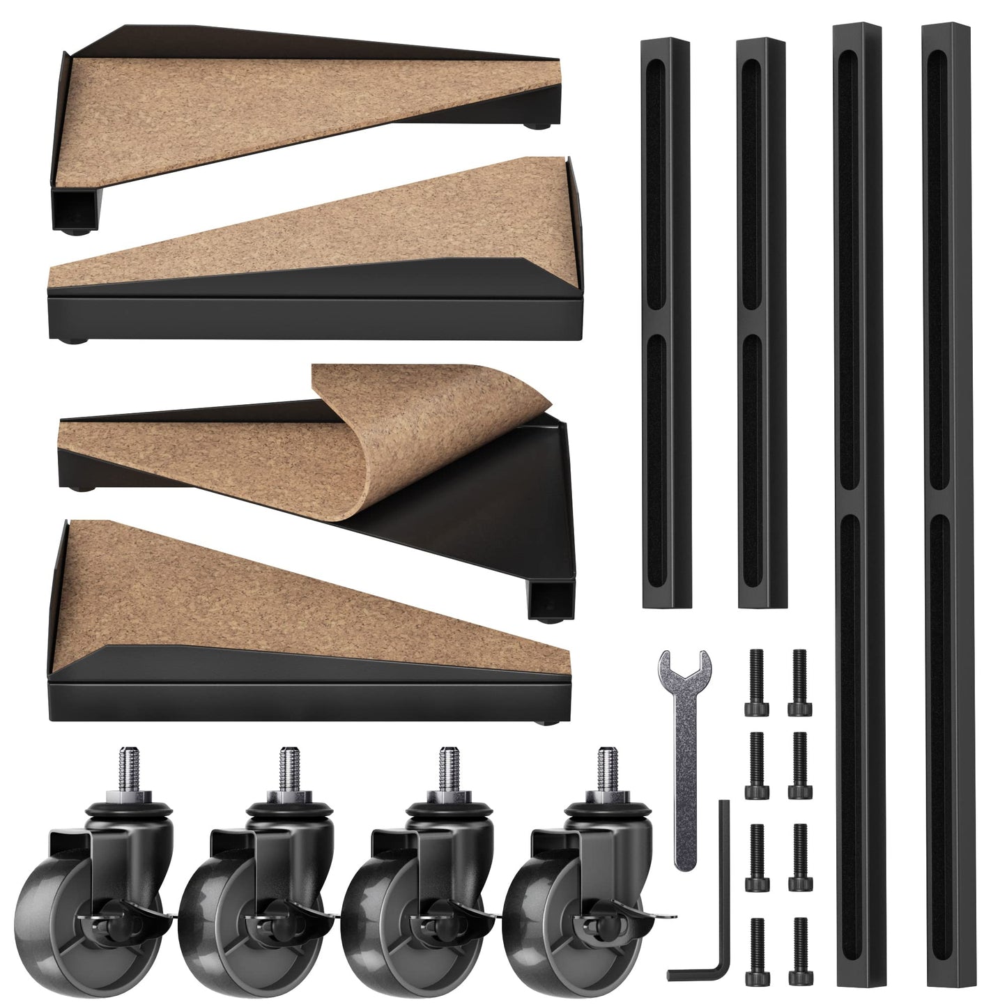 Bytesium PC Tower Stand – Metal Frame – Adjustable Width and Length – 4 Locking Wheels – Cork Pads – Computer Tower Stand for ATX – Easy Assembly – Wide Size Range – Computer Cart – CPU Holder