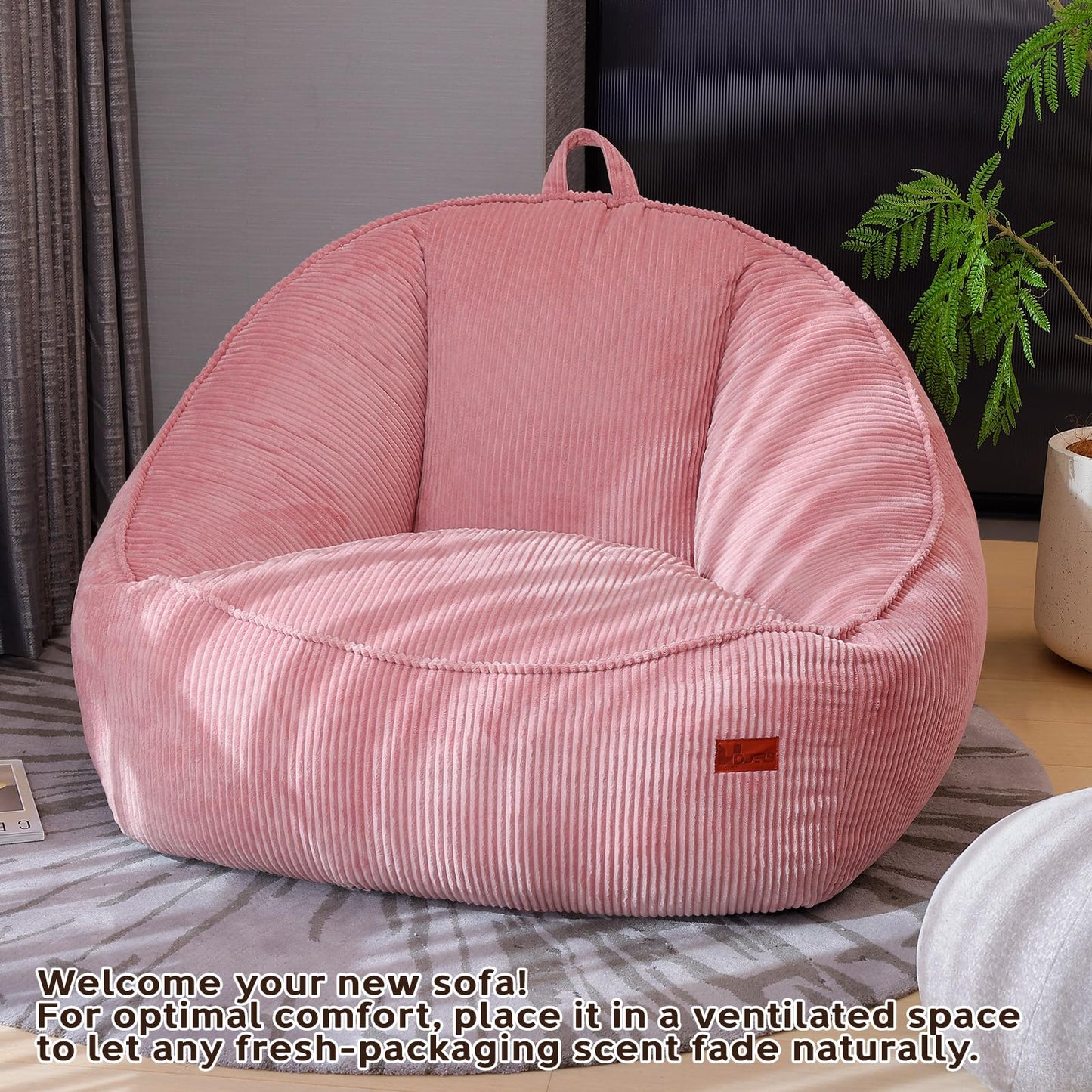 UODERS Bean Bag Chair, Cozy Fluffy Beanbag Chairs with Filler for Teens and Kids, Floor Lazy Sofa for Living Room Gaming & Reading (S-Rose)