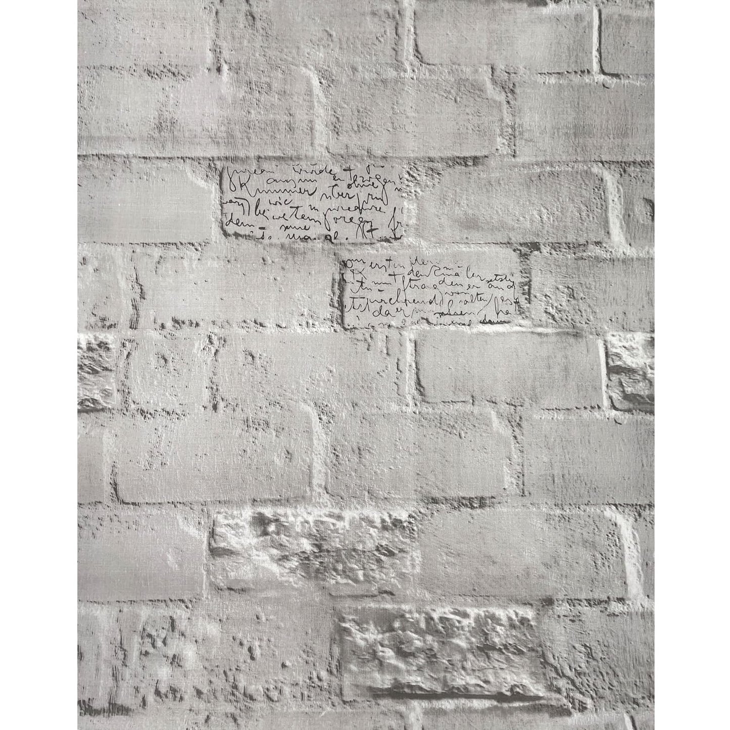 LovingWay 14.7 feet Wallpaer Roll Grey Bricks Corner Shelving Paper English Quotes Drawer Liner 17.7x177 Inch Removable Christmas Wall Decoration