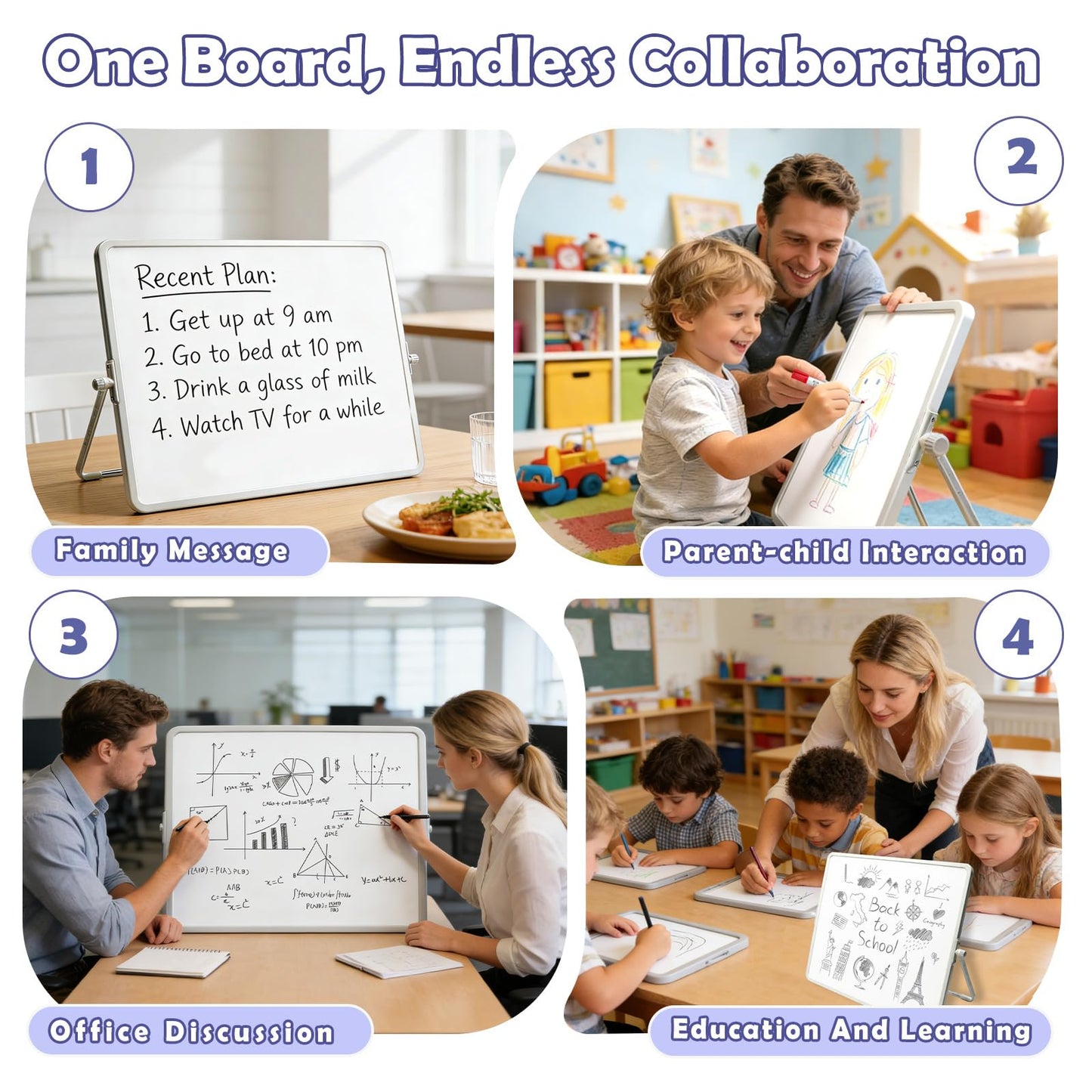 Pbooo Dry Erase White Board 15x17.5 Inches with Magnetic Pen (No Ink Needed) & Felt Eraser, Portable Desktop Whiteboard with Stand for Office, Home, School, Kids Drawing