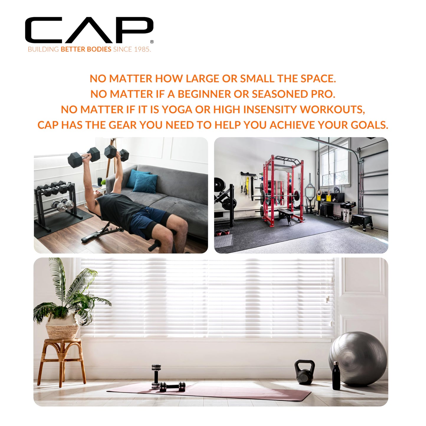 CAP Black 24-Inch Dumbbell Storage Rack for Home Gym, 2-Tier Heavy-Duty Steel Weight Rack for Hex Dumbbells, Holds 5lb - 25lb Pairs