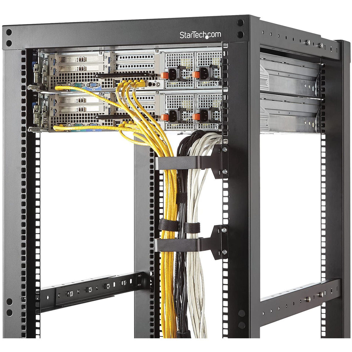 StarTech 1.5U Multi-Directional Vertical 2.4 x 3.9in (6 x 10cm) Server Rack Cable Management D-Ring Hook; Network Rack-Mount Cord Organizer; Cable Manager for 19" and 10" Cabinets
