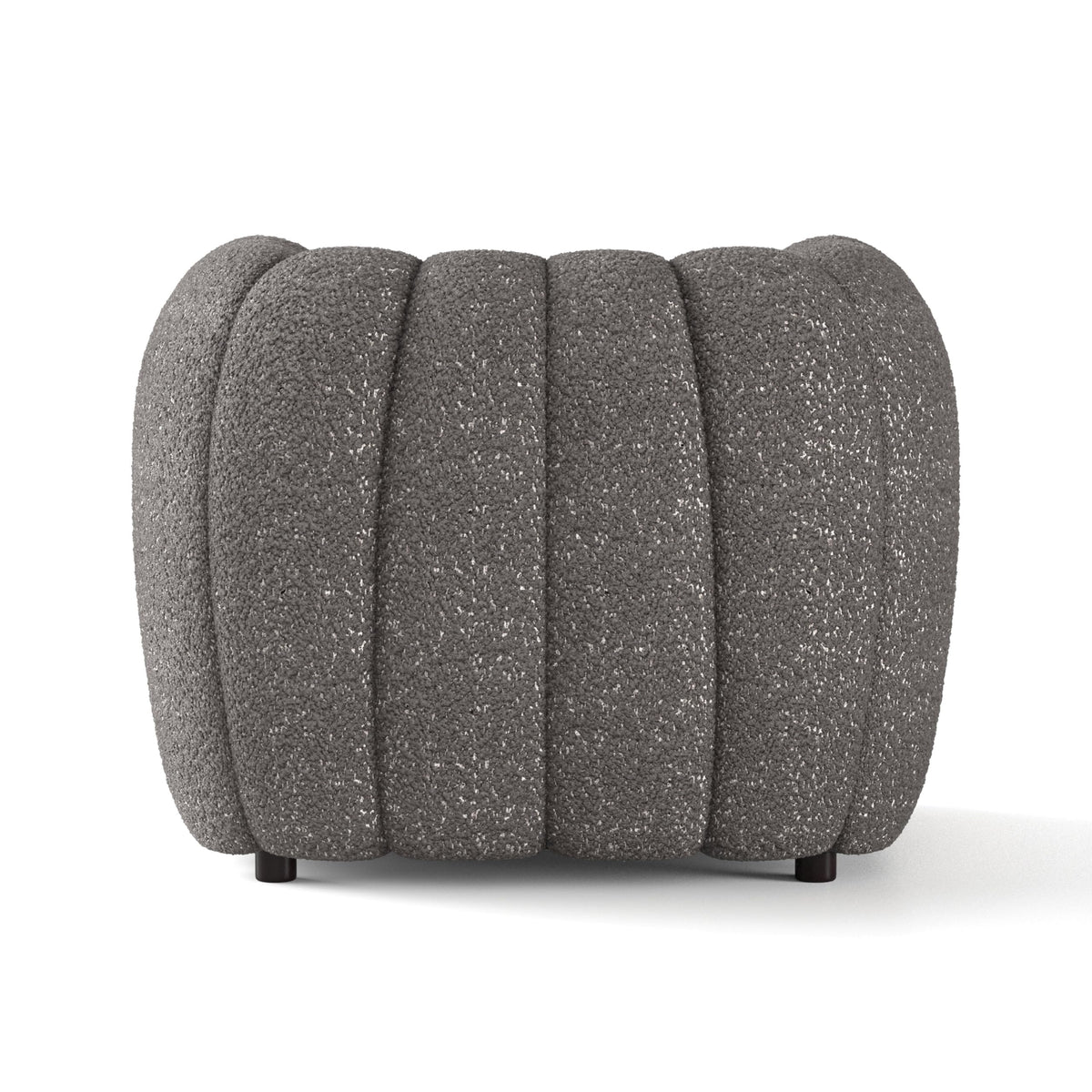 Furniture of America Glamour Contemporary Vertical Channel Tufted Boucle Accent Chair with Wooden Legs, Fabric Upholstered Armchair for Living Room, Bedroom, Office, Charcoal Gray