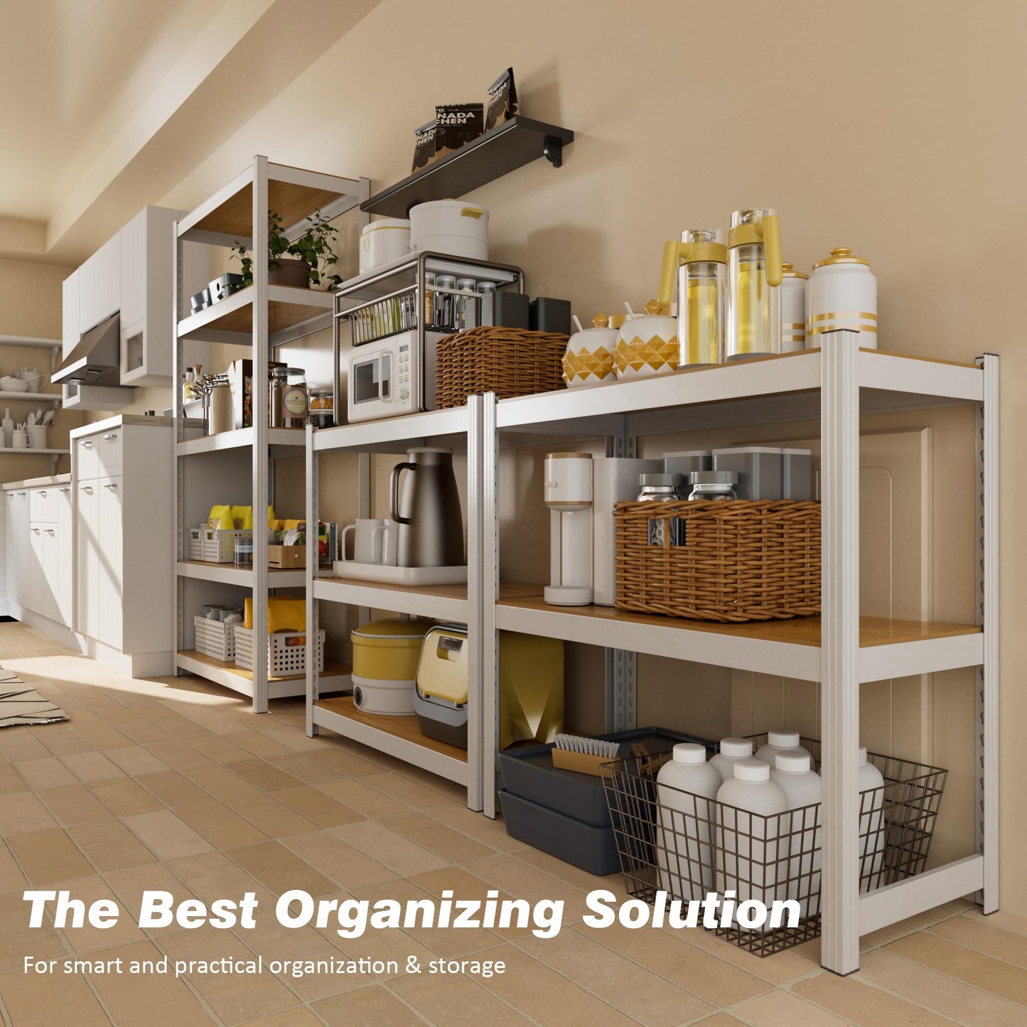 VDEVY 5 Tier 24" W x 16" D x 60" H Storage Shelves White Metal Garage Shelving 1500LBS White Pantry Shelves Heavy Duty Shelving Adjustable Utility Rack for Closet Kitchen Garage Office